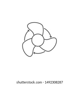 Fan rotation direction vector icon symbol isolated on white background