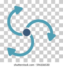 Fan Rotation icon. Vector illustration style is flat iconic bicolor symbol, cyan and blue colors, transparent background. Designed for web and software interfaces.