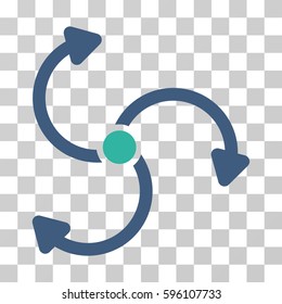 Fan Rotation icon. Vector illustration style is flat iconic bicolor symbol, cobalt and cyan colors, transparent background. Designed for web and software interfaces.