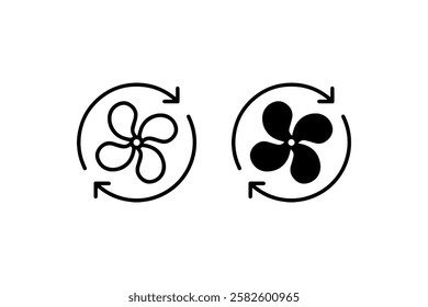 Fan rotation icons in black and white Vector