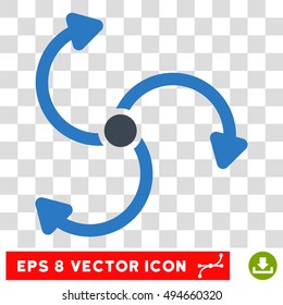Fan Rotation round icon. Vector EPS illustration style is flat iconic bicolor symbol, smooth blue colors, transparent background.