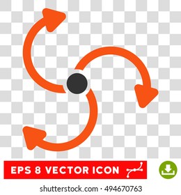 Fan Rotation round icon. Vector EPS illustration style is flat iconic bicolor symbol, orange and gray colors, transparent background.