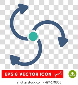 Fan Rotation round icon. Vector EPS illustration style is flat iconic bicolor symbol, cobalt and cyan colors, transparent background.