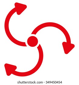 Fan Rotation vector icon. Style is flat symbol, red color, rounded angles, white background.