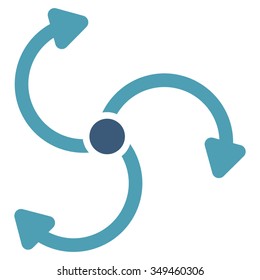 Fan Rotation vector icon. Style is bicolor flat symbol, cyan and blue colors, rounded angles, white background.
