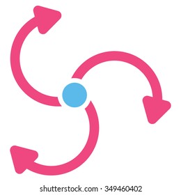 Fan Rotation vector icon. Style is bicolor flat symbol, pink and blue colors, rounded angles, white background.