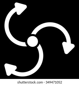 Fan Rotation vector icon. Style is flat symbol, white color, rounded angles, black background.