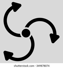 Fan Rotation vector icon. Style is flat symbol, black color, rounded angles, light gray background.