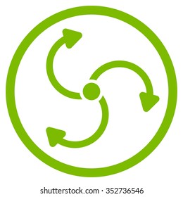 Fan Rotation vector icon. Style is flat circled symbol, eco green color, rounded angles, white background.