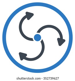 Fan Rotation vector icon. Style is bicolor flat circled symbol, smooth blue colors, rounded angles, white background.