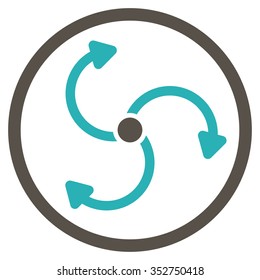 Fan Rotation vector icon. Style is bicolor flat circled symbol, grey and cyan colors, rounded angles, white background.