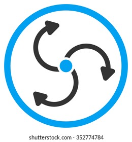 Fan Rotation vector icon. Style is bicolor flat circled symbol, blue and gray colors, rounded angles, white background.