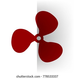 Fan sign. Vector. Bordo icon on white bending paper background.