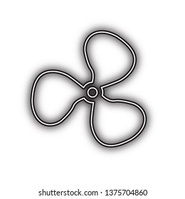 Fan sign. Vector. Double contour black icon with soft shadow at white background. Isolated.