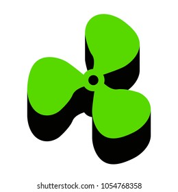 Fan sign. Vector. Green 3d icon with black side on white background. Isolated.