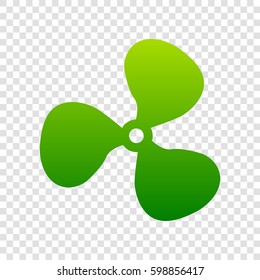 Fan sign. Vector. Green gradient icon on transparent background.