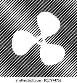 Fan sign. Vector. Icon. Hole in moire background.