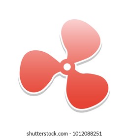 Fan sign. Vector. Reddish icon with white and gray shadow on white background. Isolated.
