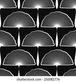 Fan in a simple monochrome pattern, seamless vector background.