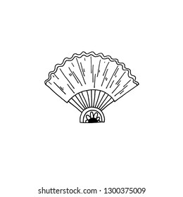 fan sketch drawing icon summer themed, vector illustration