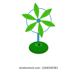 fan with small plant - eco-friendly technology concept - vector illustration