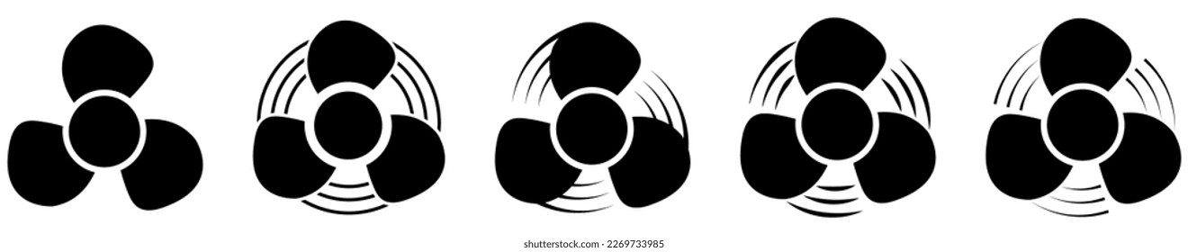 Fan speed icon set. Propeller speed symbols. Design can use for web and mobile app. Vector illustration
