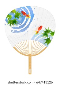 Fan summer Japanese paper icon