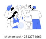 Fan support isolated cartoon vector illustrations. Group of students giving a high five for a team win, healthy and active lifestyle, college fun support, celebrating victory vector cartoon.