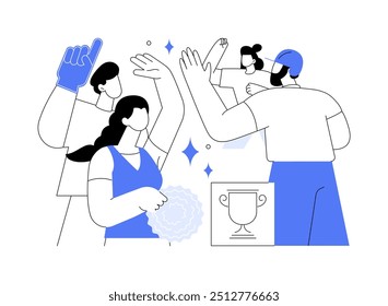 Fan support isolated cartoon vector illustrations. Group of students giving a high five for a team win, healthy and active lifestyle, college fun support, celebrating victory vector cartoon.