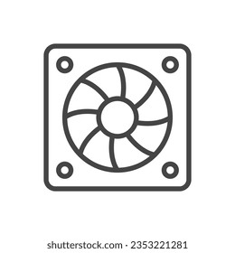 Fan for system unit, linear icon. Line with editable stroke