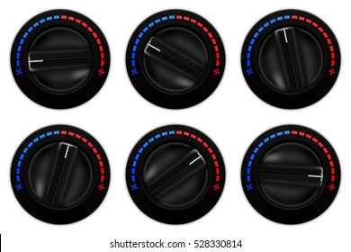 Fan temperature knob switch. Car air conditioning system. Vector illustration isolated on white background.
