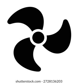 O ventilador com três lâminas é mostrado em preto e branco.