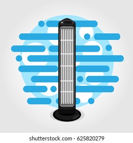 fan tower cooler flat vector