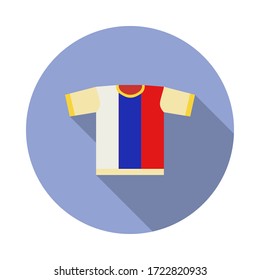 fan T-shirt long shadow icon. Simple color vector of Russian fan atributs icons for ui and ux, website or mobile application