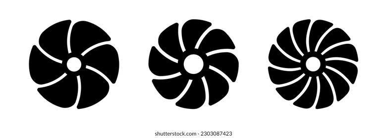 Fan Turbine Icon Sign Symbol Vector Illustration Set