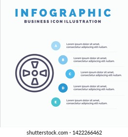 Fan, Turbine, Wind Line icon with 5 steps presentation infographics Background