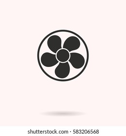 Fan vector icon. Black illustration isolated on white background for graphic and web design.