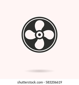 Fan vector icon. Black illustration isolated on white background for graphic and web design.