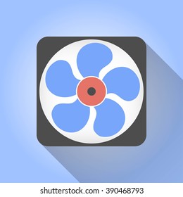 Fan   vector icon with long shadow.  Illustration  for graphic and web design.