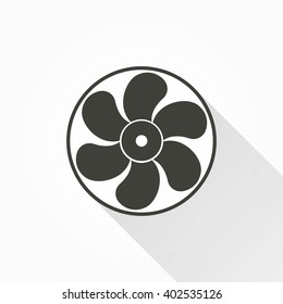 Fan   vector icon with long shadow. Illustration isolated on with background for graphic and web design.  
