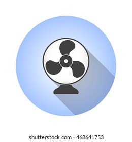 Fan vector icon with long shadow. Illustration isolated for graphic and web design.