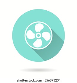 Fan vector icon with long shadow. Illustration isolated for graphic and web design.
