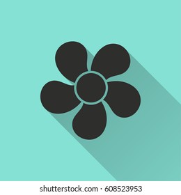 Fan vector icon with long shadow. Illustration isolated for graphic and web design.