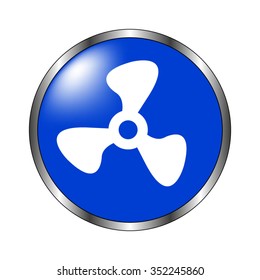 Fan - vector icon on the blue button