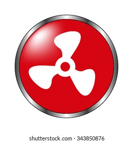 Fan - vector icon on the  red button