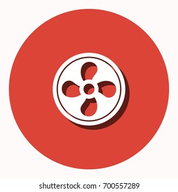 Fan vector icon with shadow. Illustration isolated for graphic and web design.