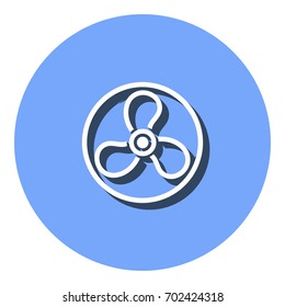 Fan vector icon with shadow. Illustration isolated for graphic and web design.