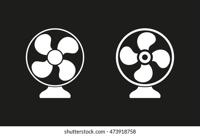 Fan vector icon. White illustration isolated on black background for graphic and web design.