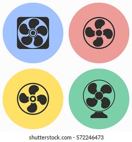 Fan vector icons set. Black illustration isolated for graphic and web design.