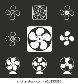 Fan vector icons set. Illustration isolated for graphic and web design.